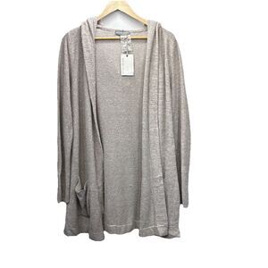 Barefoot Dreams CozyChic Lite Resort Cardi Hoodie Pewter XL NWT Soft Lightweight